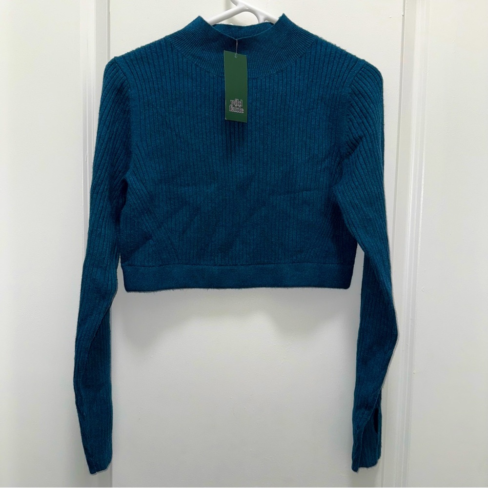 NWT Target Wild Fable Deep Teal Cropped Sweater